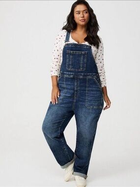 Torrid Dark Blue Denim Plus-Size Overalls